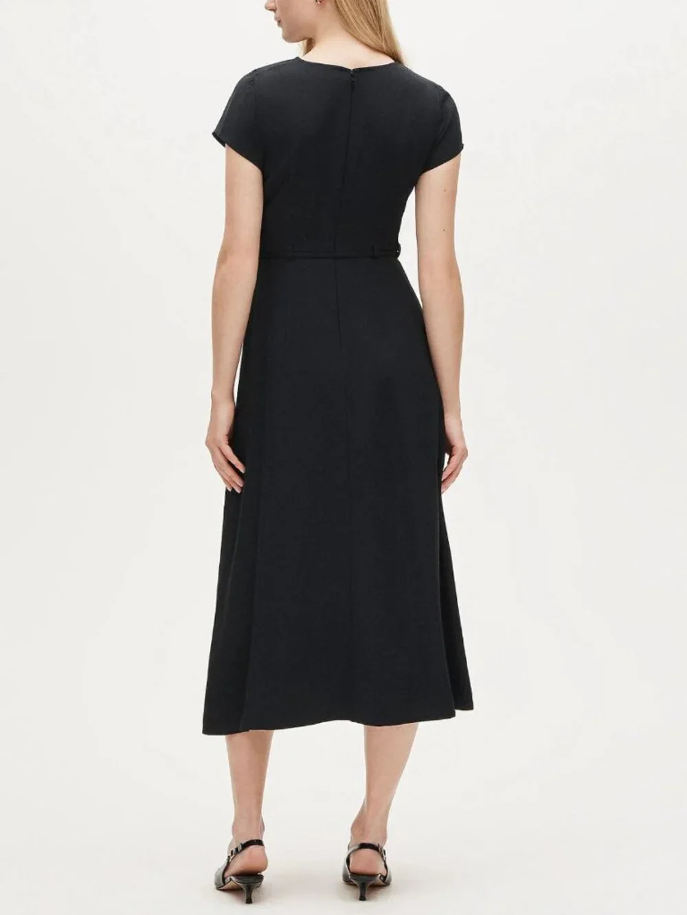 J. Crew Black Luster Canvas Mathilde Midi Dress Size 0 54383